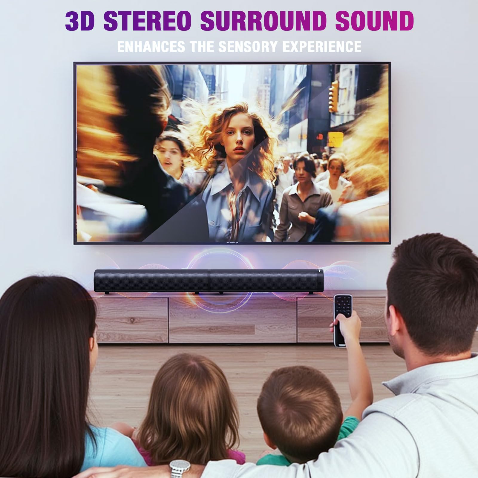 Puriom Sound Bar back ports with ARC, USB, and Optical connections