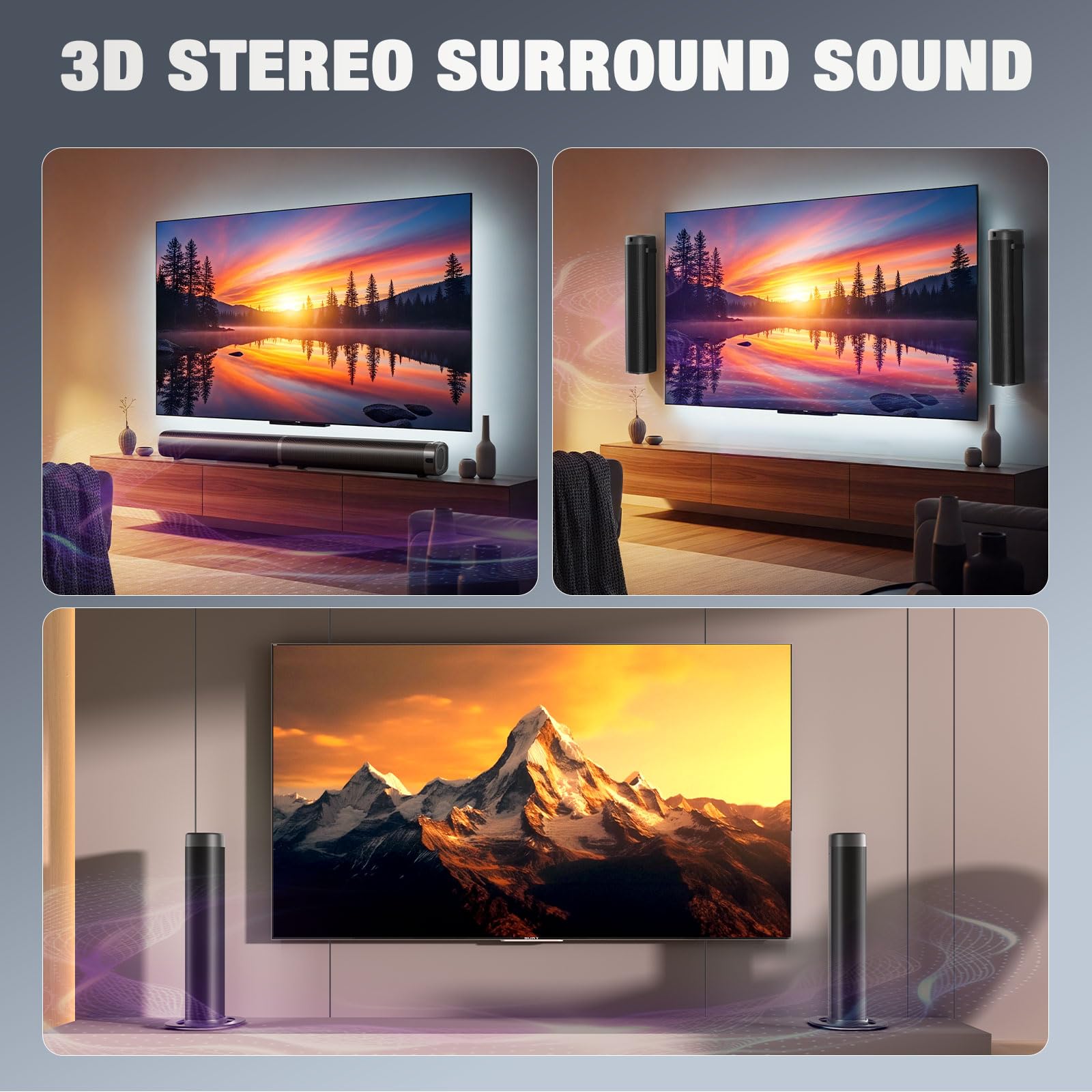 Puriom Sound Bar living room setup blends sleek design with sound