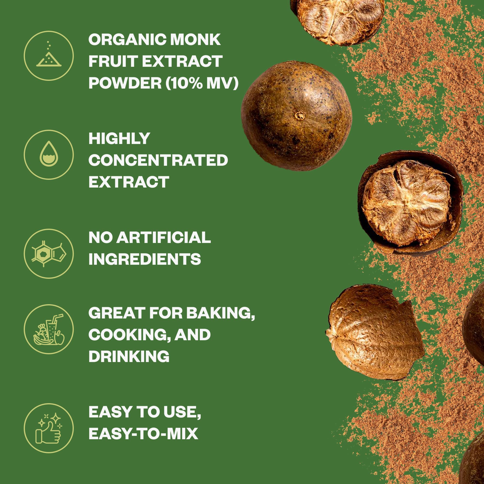 Purisure organic monk fruit extract label highlighting USDA Organic certification.