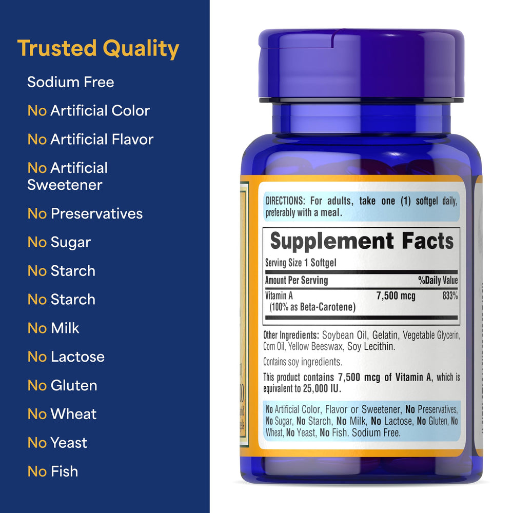 Puritan's Pride Beta Carotene on shelf: accessible daily wellness option.