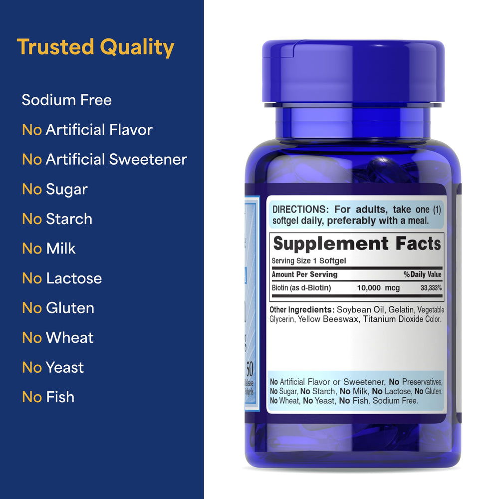 Puritan's Pride Biotin metabolism icon highlighting nutrient conversion and daily energy
