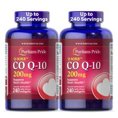 Puritan's Pride CoQ10 200mg bottle front shows heart health support.