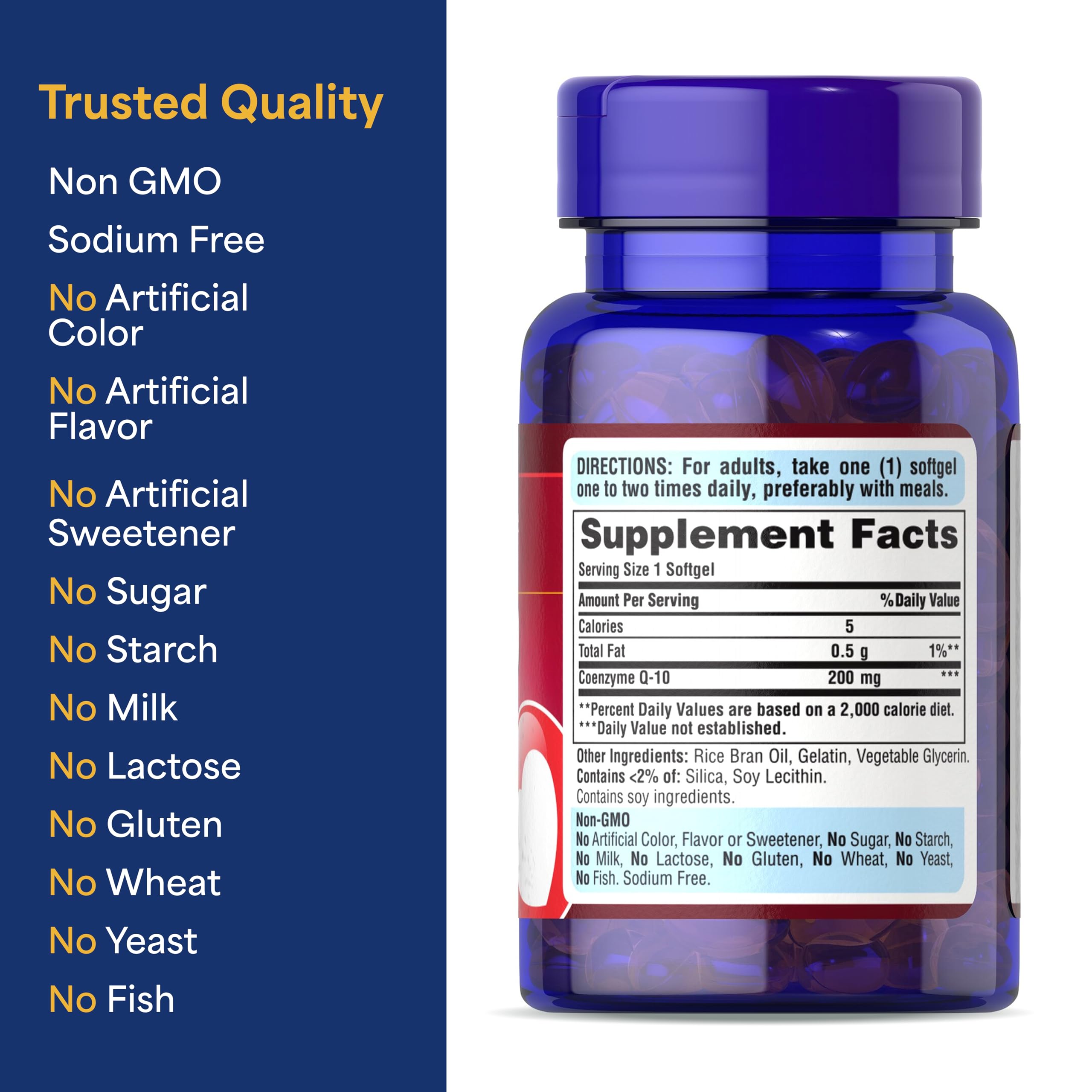 Puritan's Pride CoQ10 200mg gum health visual suggests oral wellness.