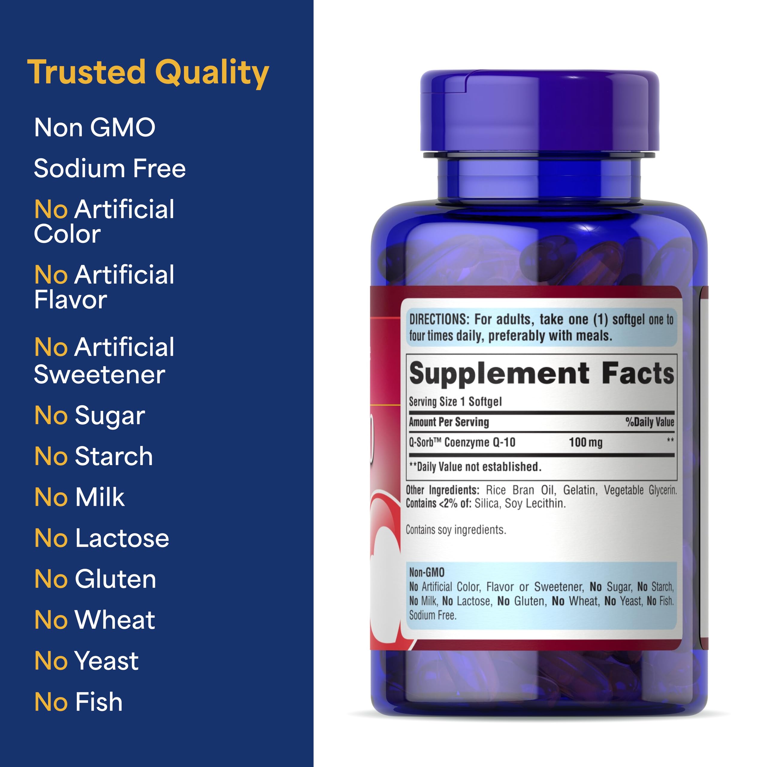 High-value Puritan's Pride CoQ10 240-count packaging for ongoing support.
