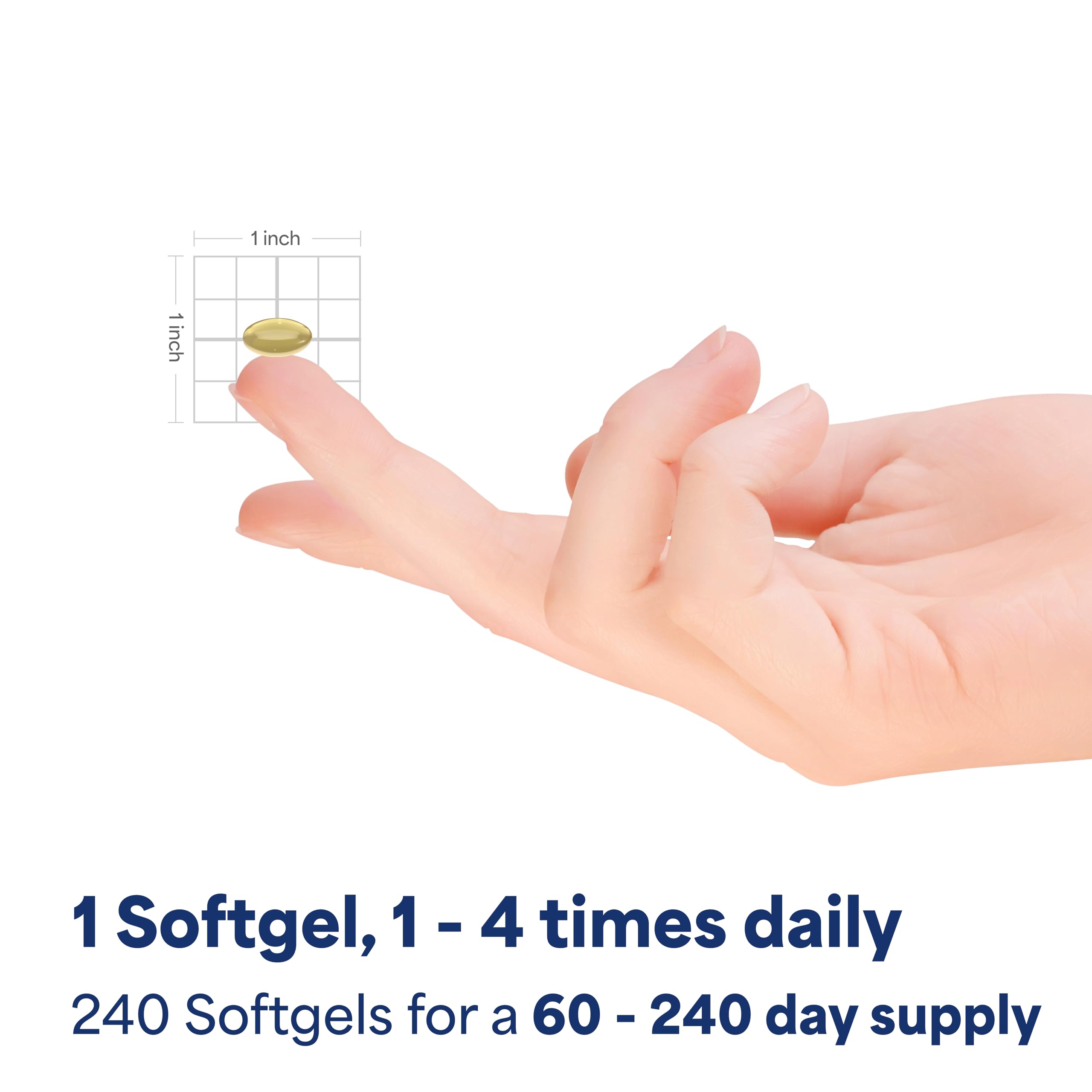 Puritan's Pride CoQ10 softgel capsule close-up shows smooth, easy-to-swallow texture.