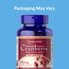 Puritan's Pride cranberry capsules arranged for rapid-release daily use
