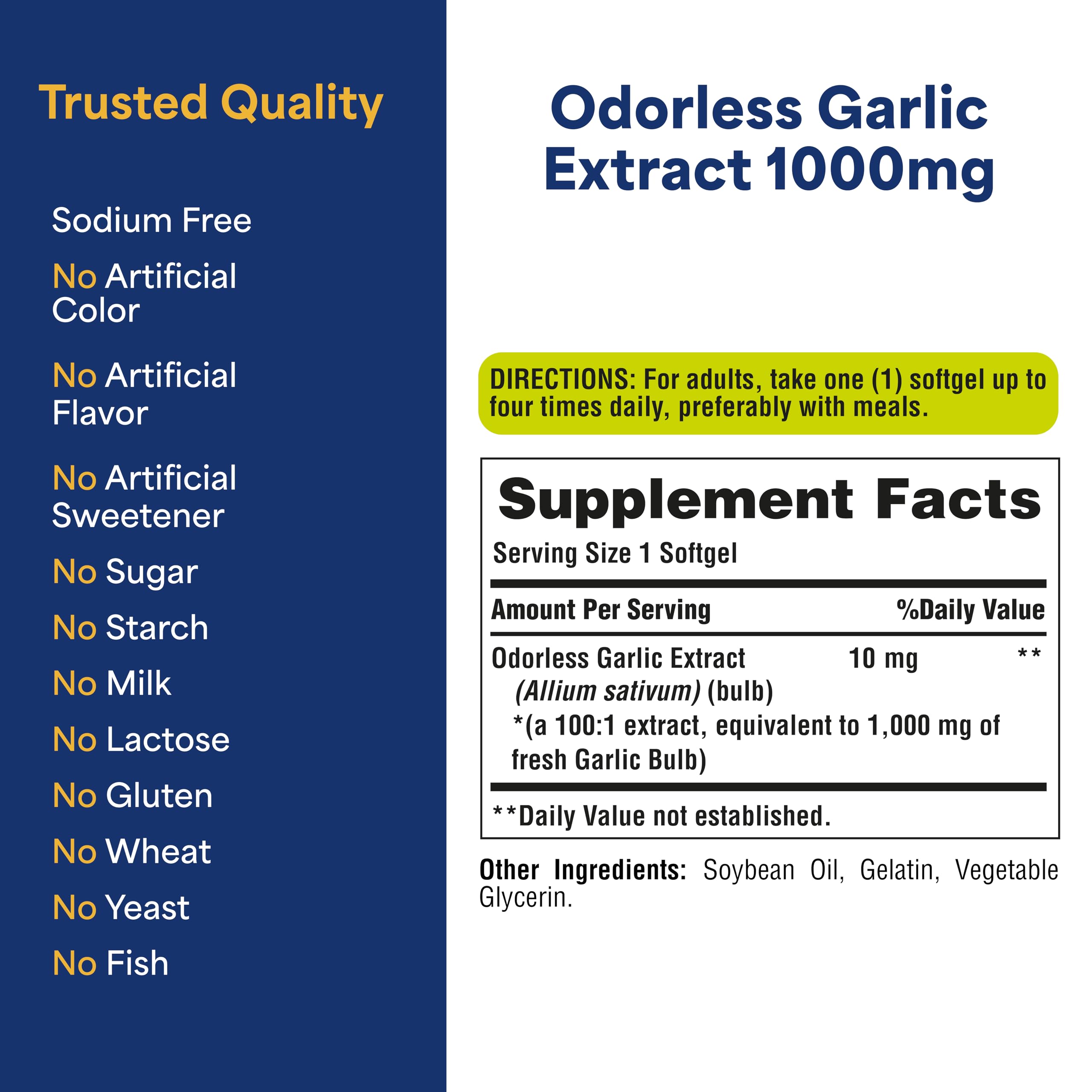 Puritan's Pride garlic capsules taken as part of daily routine for support.