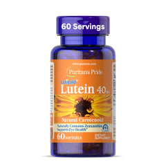 Puritan's Pride Lutigold lutein softgel bottle supports daily eye health and blue light filtration.