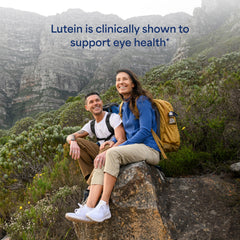 Puritan's Pride Lutigold on-shelf display highlights daily eye support.