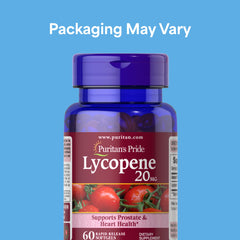 Puritan's Pride Lycopene 20mg bottle pour for easy daily intake.