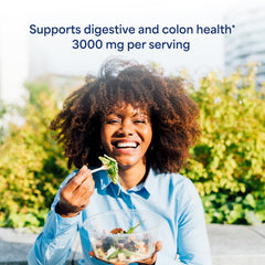 Puritan's Pride Psyllium Husk visuals suggesting colon cleansing and gut health.