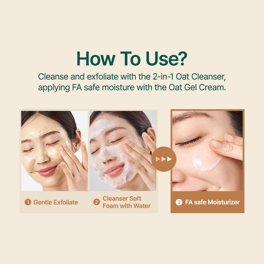 PURITO Oat Velvet Duo routine image for morning and night use.