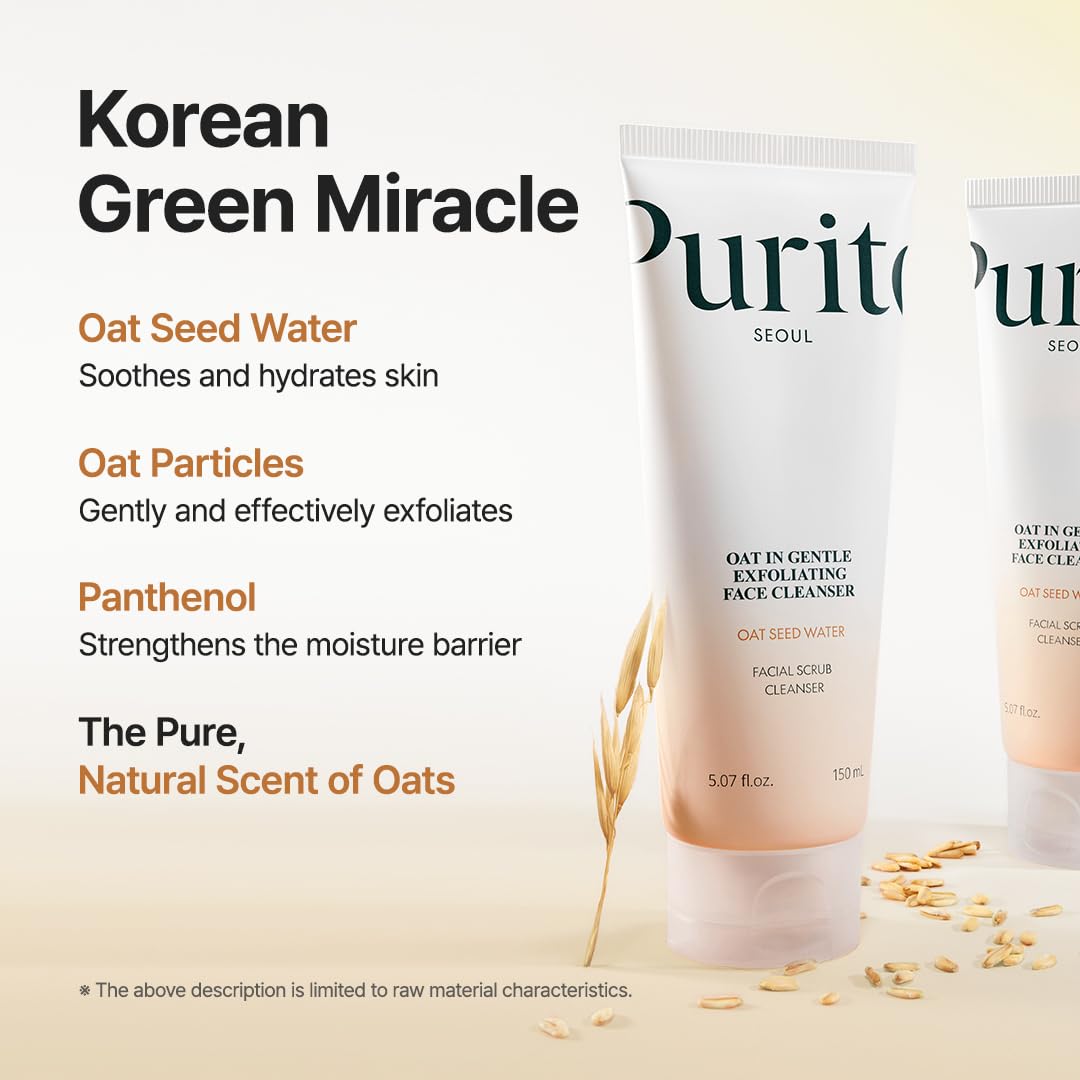 Purito Oat Exfoliating Polish close-up of fine particles; helps clear pores gently.