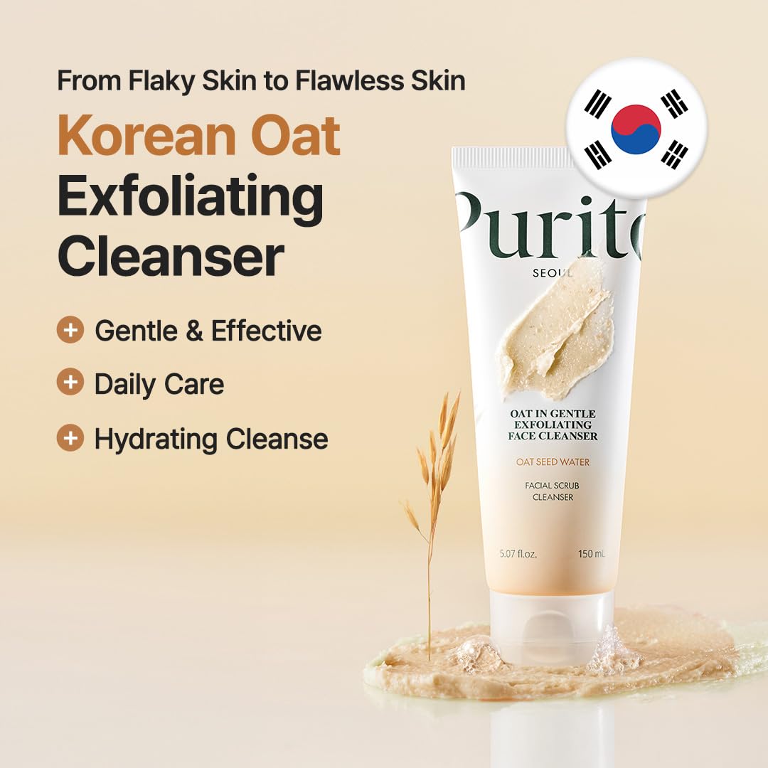 Purito Oat Exfoliating Polish oat seed water focus; hydrates skin during cleansing.