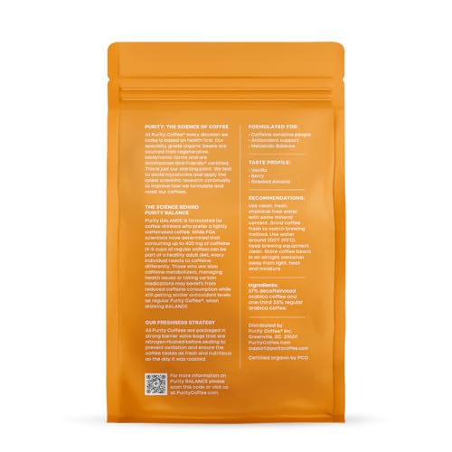 Purity Coffee Balance bag seal indicating freshness preservation for peak aroma.