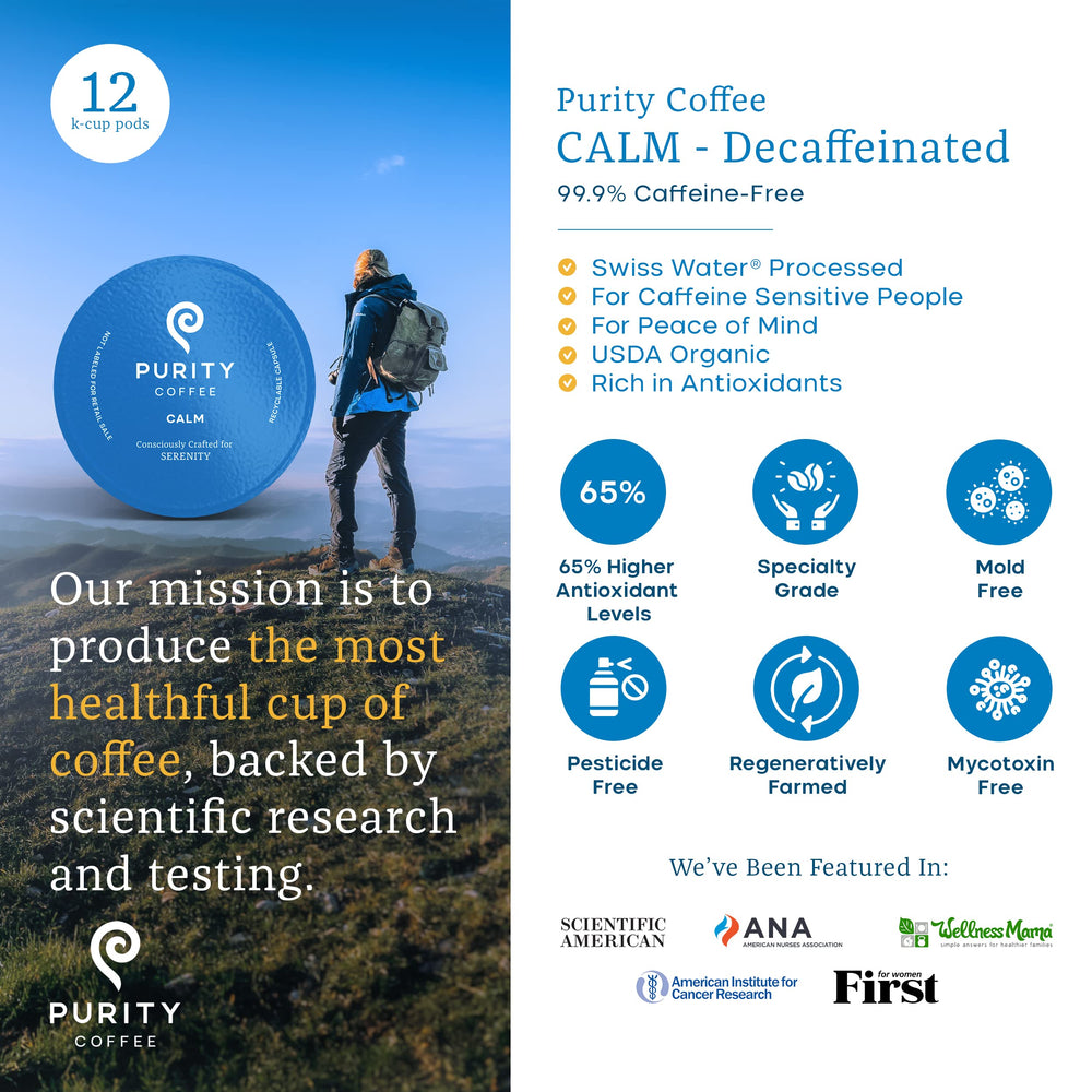Mountain Water Process decaf graphic highlighting chemical-free caffeine removal