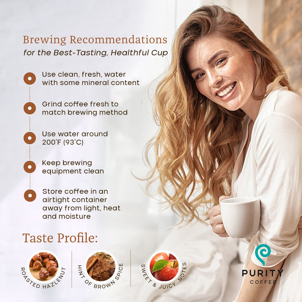 Purity Coffee PROTECT light-medium roast beans reveal antioxidant-rich color.
