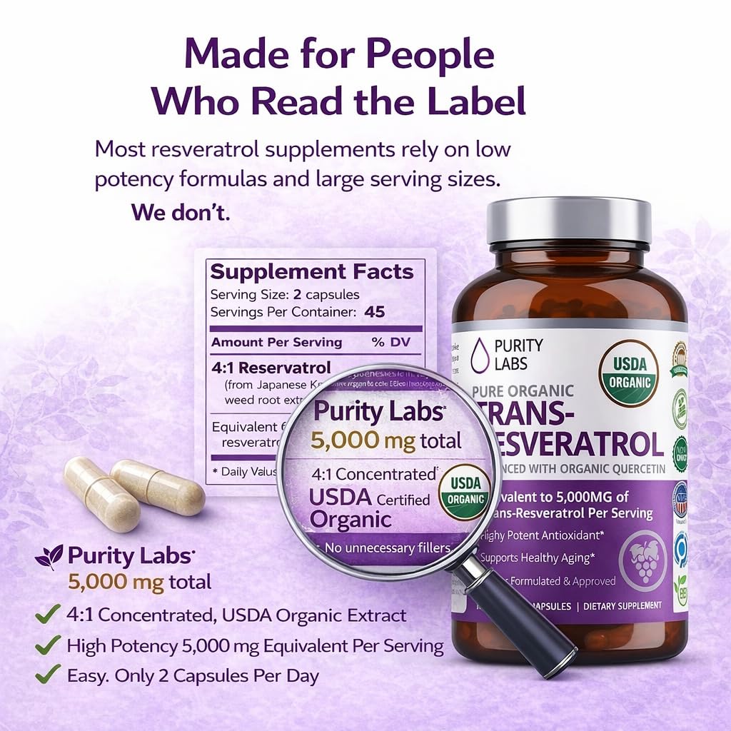 Purity Labs Organic knotweed extract label emphasizes natural origin and purity.