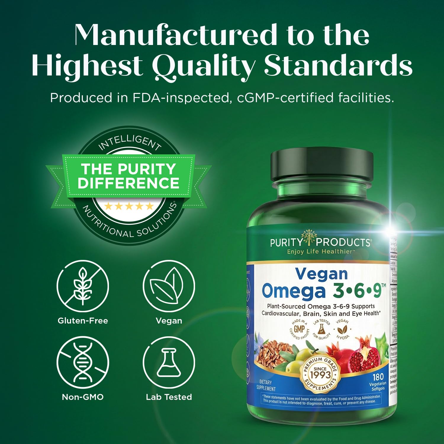 Purity Products 180 softgels for a three month supply.