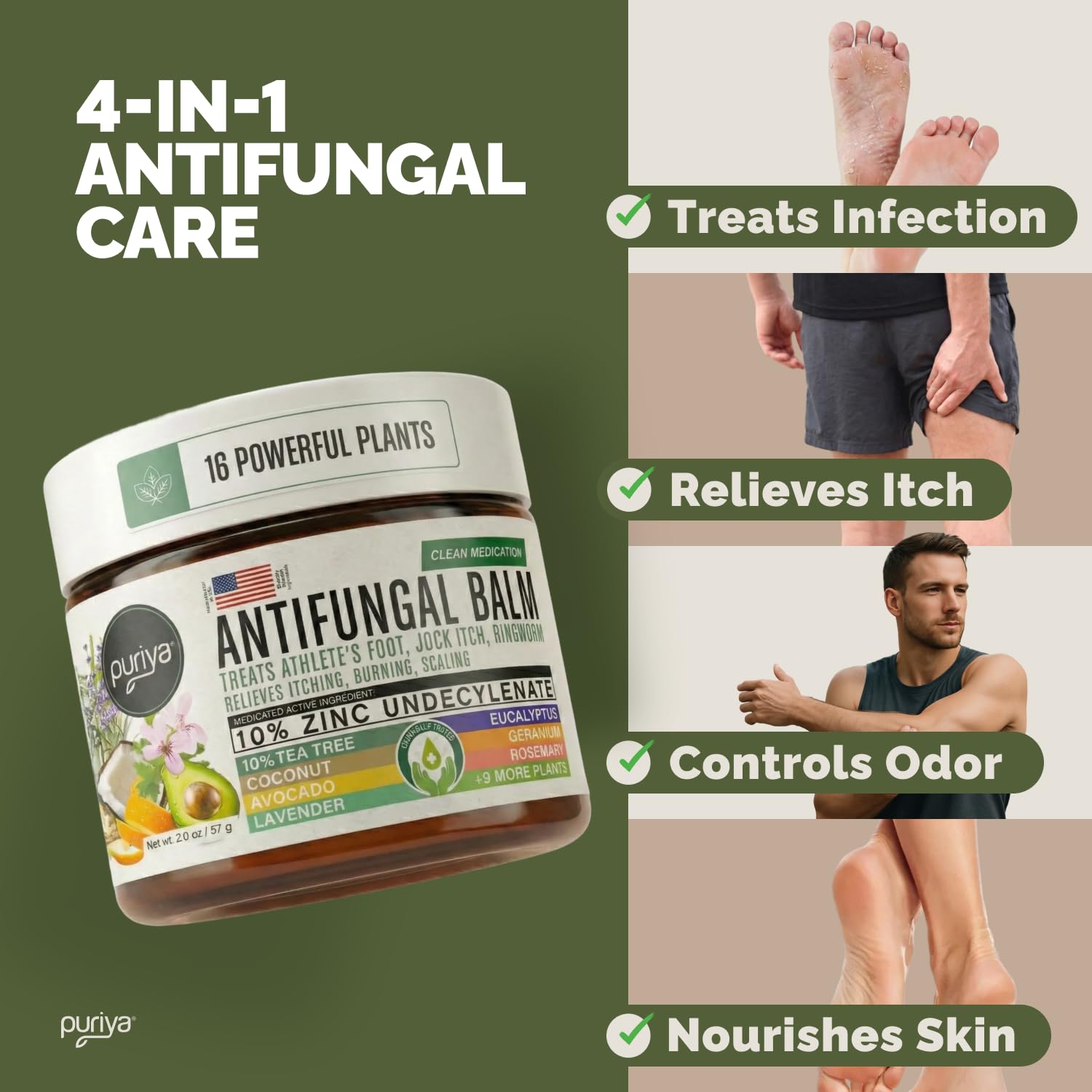 Puriya jock itch area treatment highlights localized comfort and care.