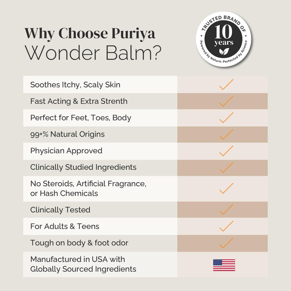 Puriya Wonder Balm feet area close-up for moisture-related comfort