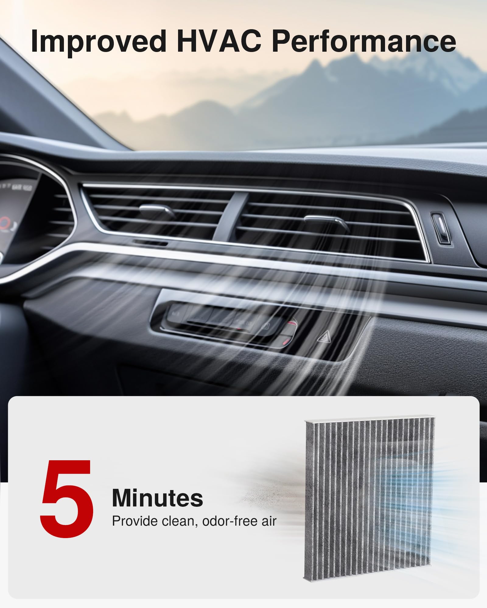 Puroma cabin air filter in-dash installation demonstrates compatible fitment.