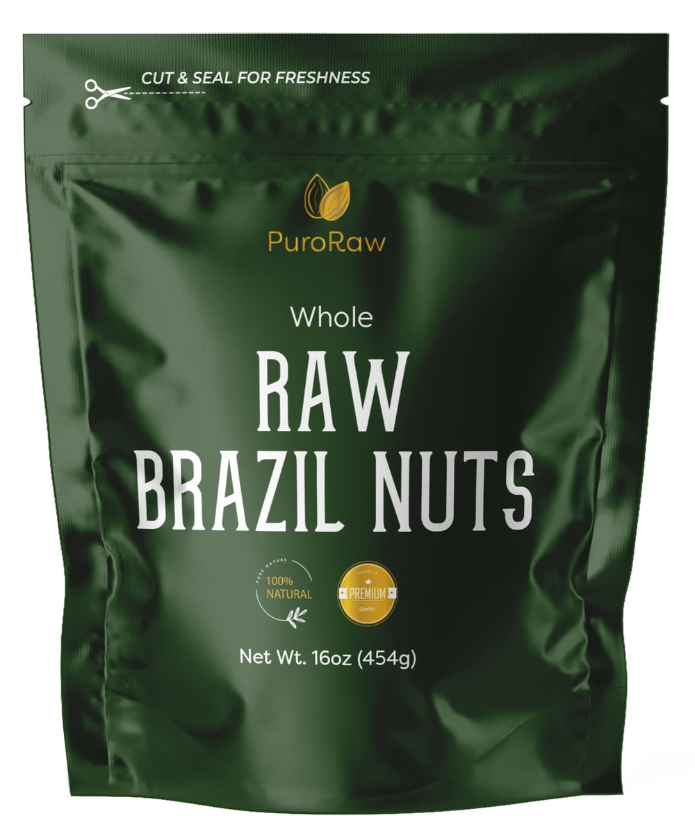 PuroRaw Brazil nuts in resealable pouch preserving freshness