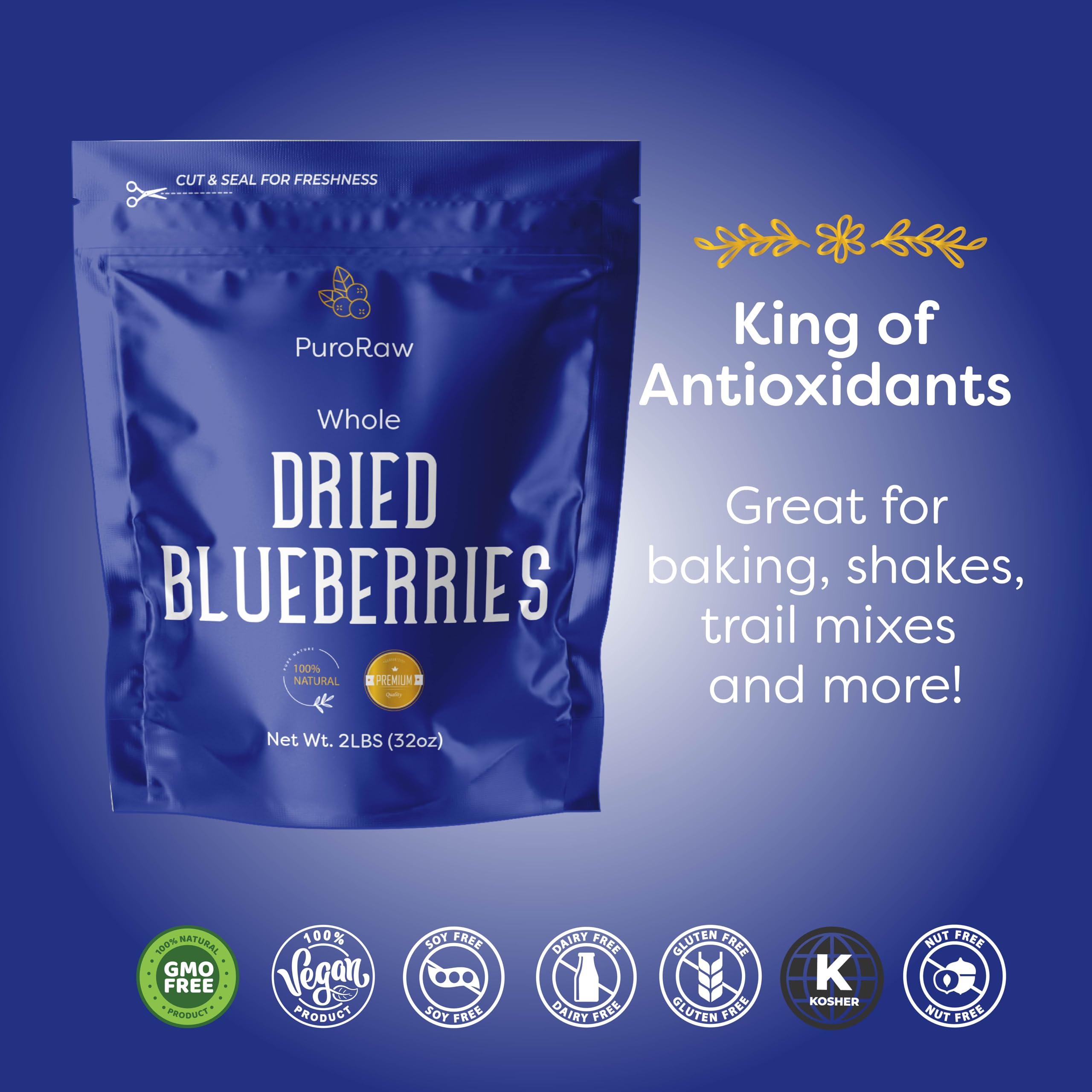 PuroRaw dried blueberries salad toppers for vibrant texture.