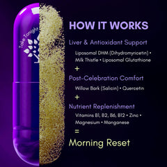 Purple Tree milk thistle willow-bark capsules emphasize antioxidant support after drinks.