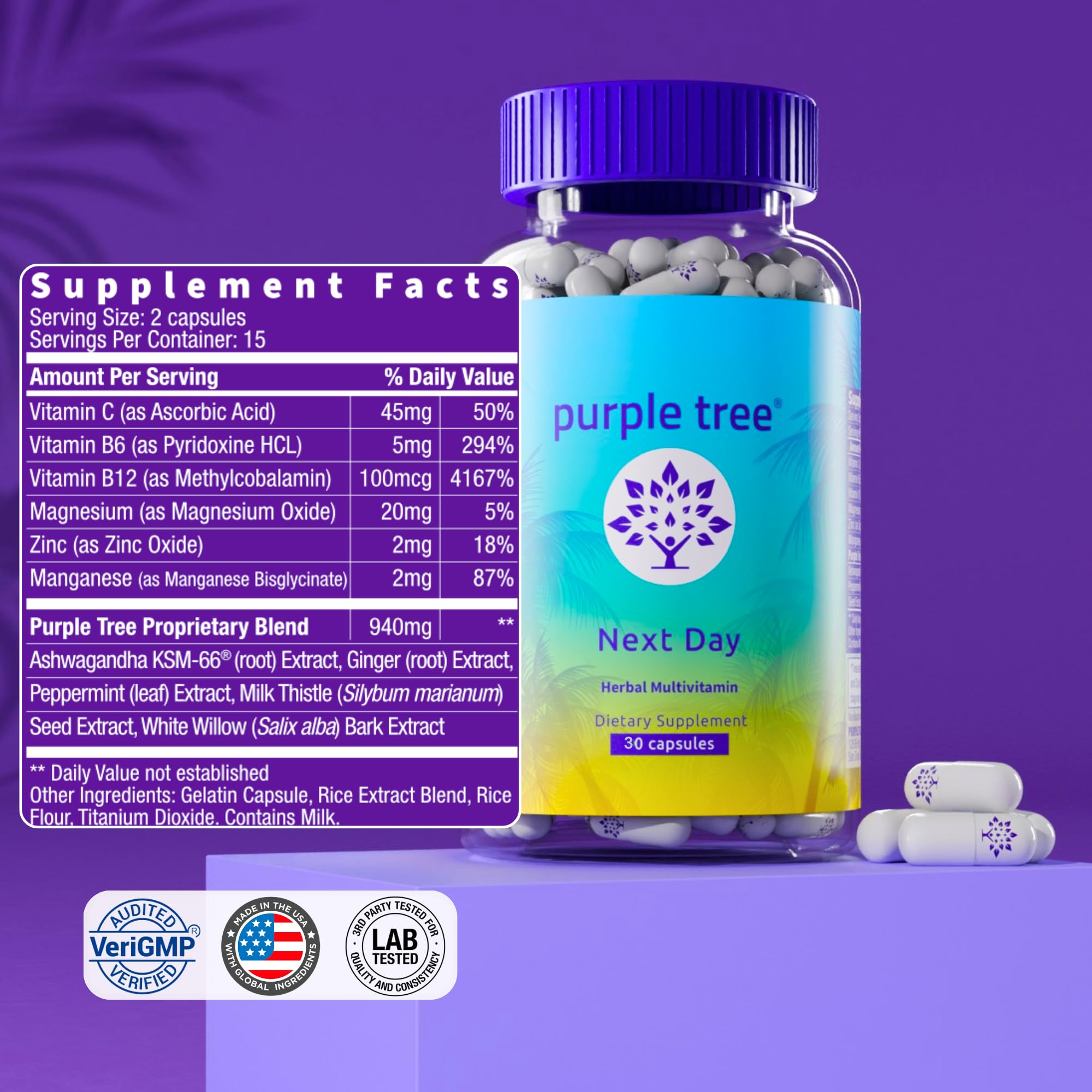 Purple Tree Next Day packaging compact box designed for travel and on-the-go use