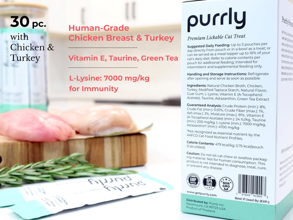 Purrly low calorie bundle bonding moment captures a simple daily interaction with your cat.