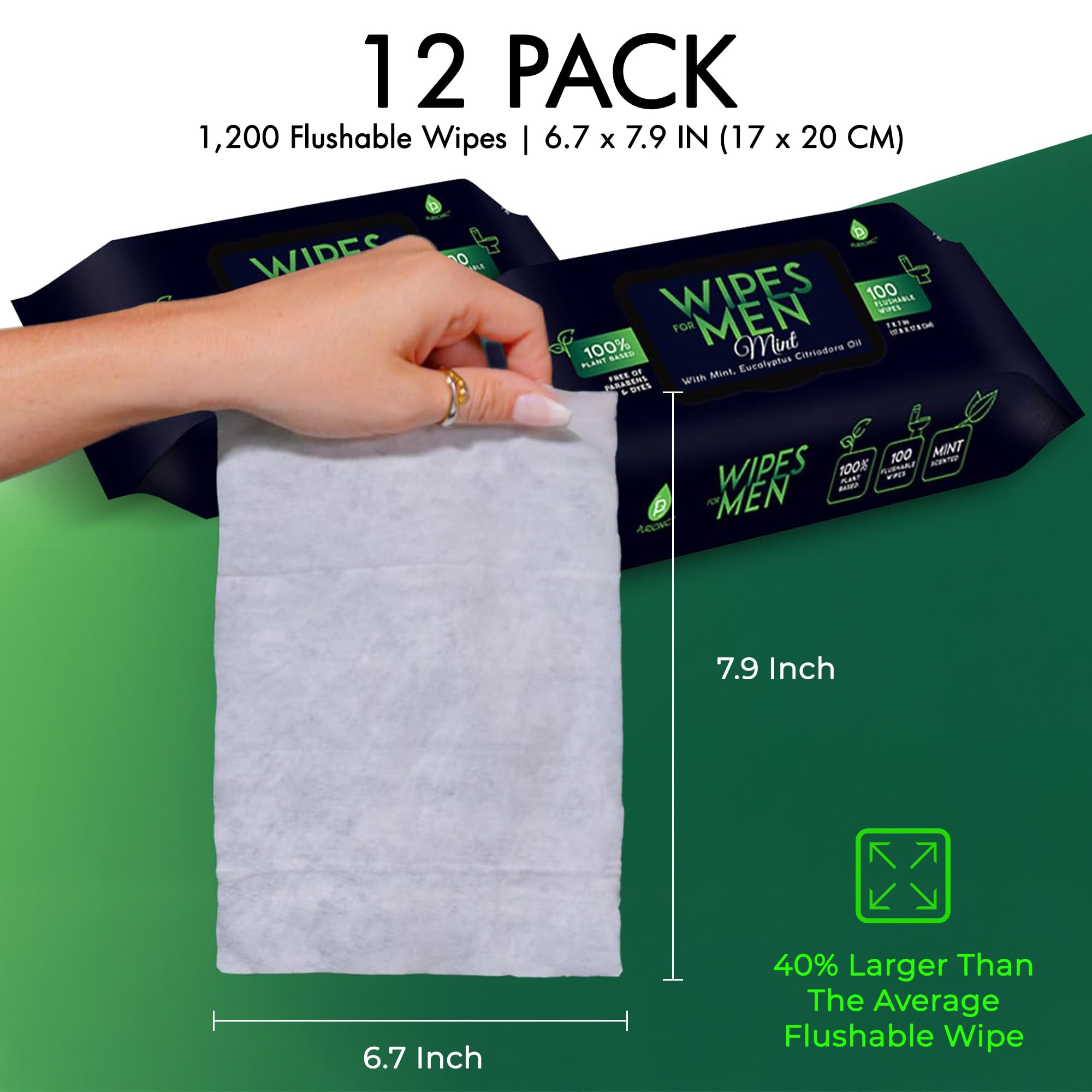 Pursonic Soft Mint Wipes with aloe vera — gentle face and body cleanse