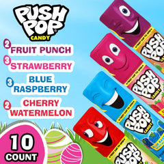 Push Pop lollipops are individually wrapped for easy snacking.