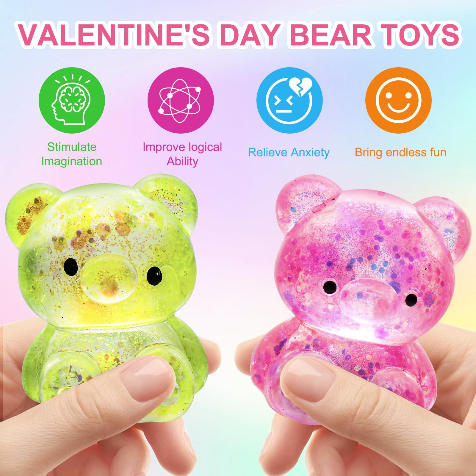 Pusotal bear squishy toy packaging showcases four colors for gifting
