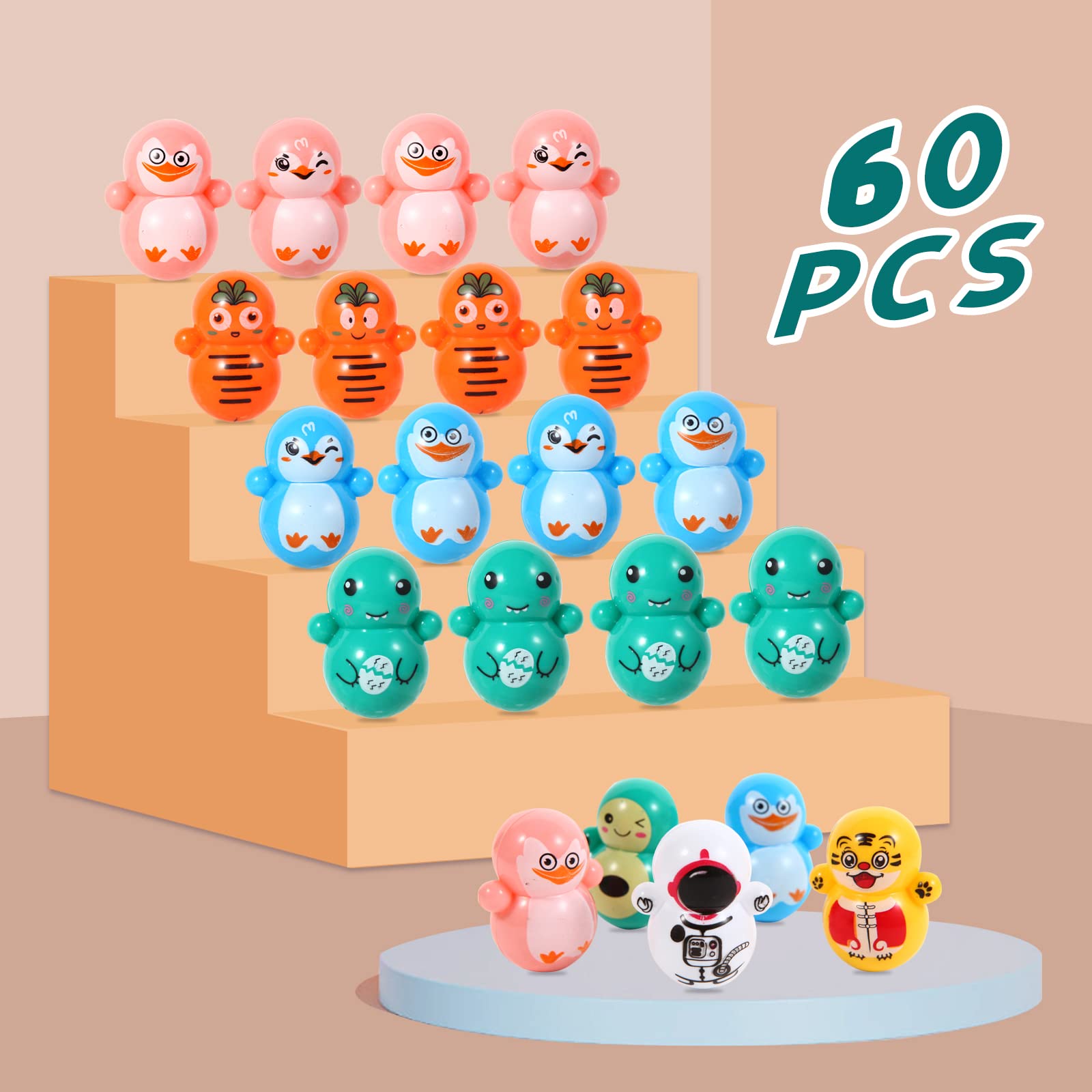 Pusotal self-righting animal tumbler in action for endless play.