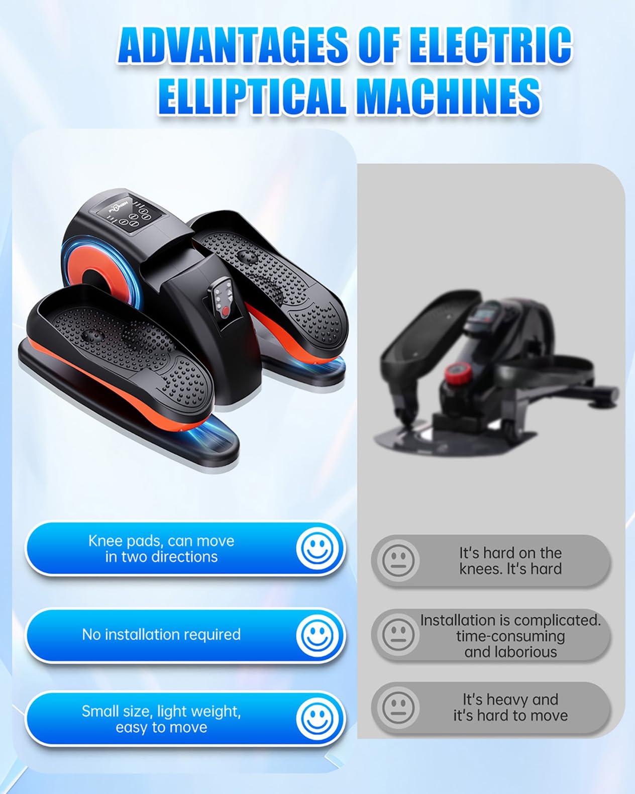 Dimensions of Putnen elliptical demonstrate a small desk-friendly footprint