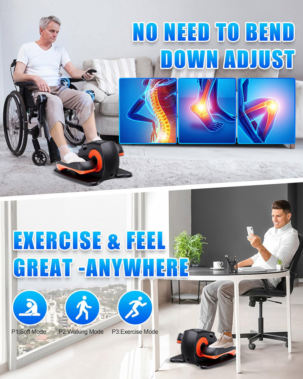 Putnen elliptical with remote control enables easy mode changes without bending