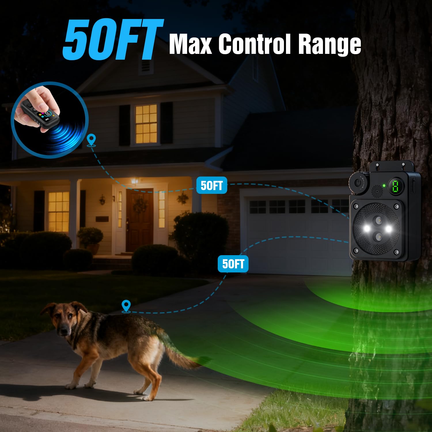 PUXUROX dog bark deterrent with remote control offers convenient training aid.