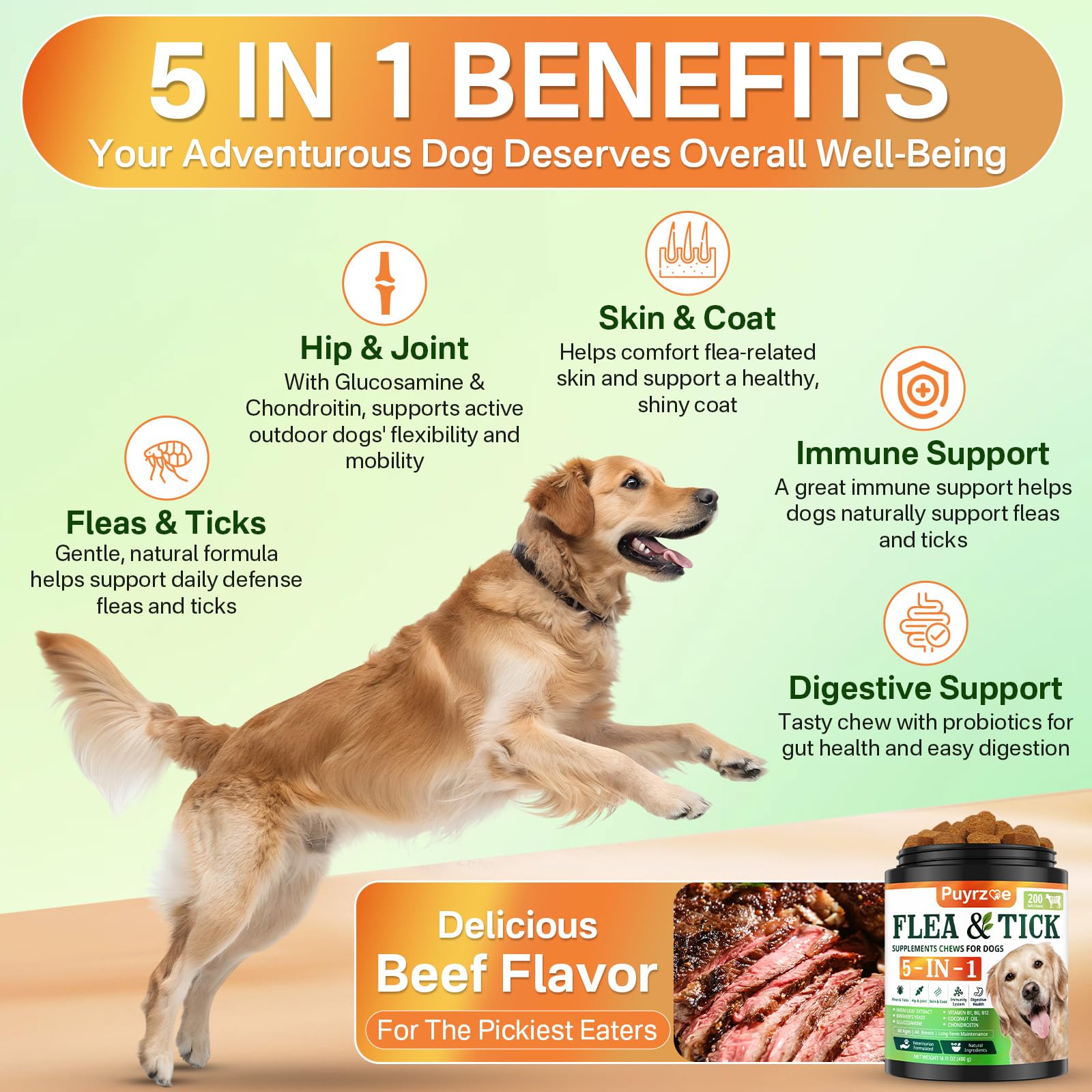 Puyrzoe 5in1 bottle emphasizes convenient daily use for joints and immunity