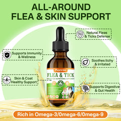 Puyrzoe cat flea treatment bottle side angle showing packaging and ingredients.