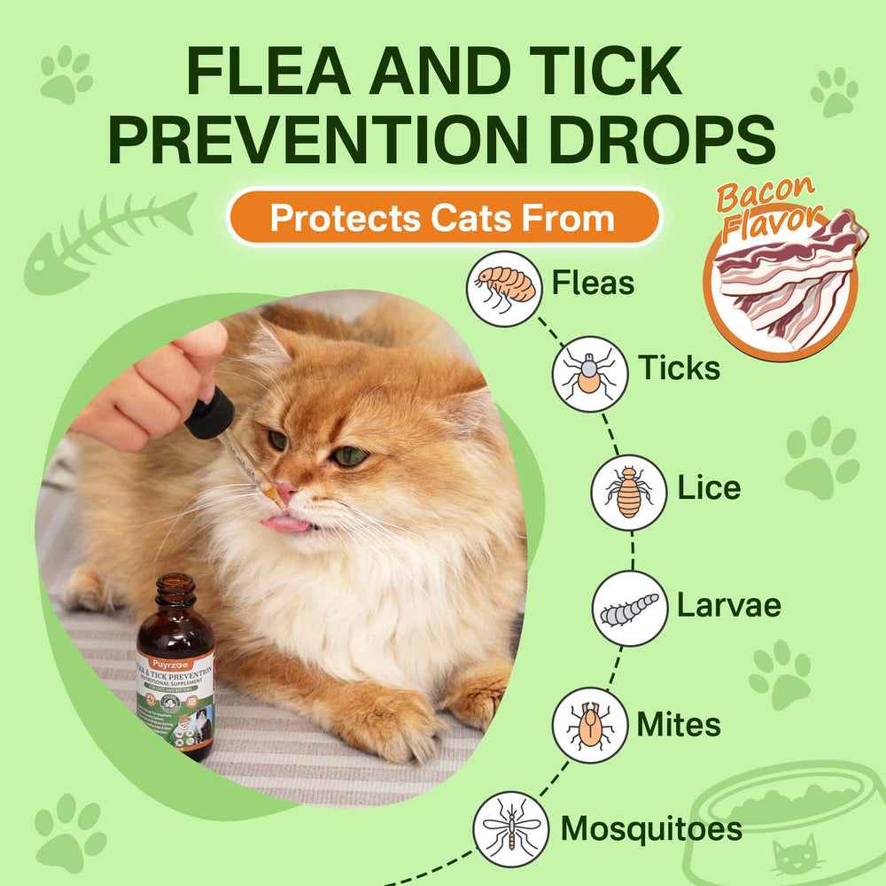 Puyrzoe drops pour demonstrates easy daily dosing for flea prevention.