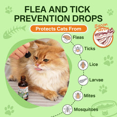 Puyrzoe drops pour demonstrates easy daily dosing for flea prevention.