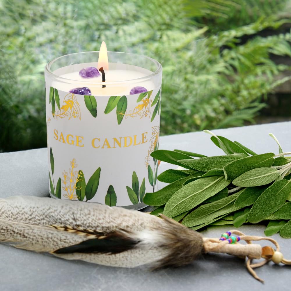 PVUELE Sage Candle packaging opened highlighting home cleansing vibe