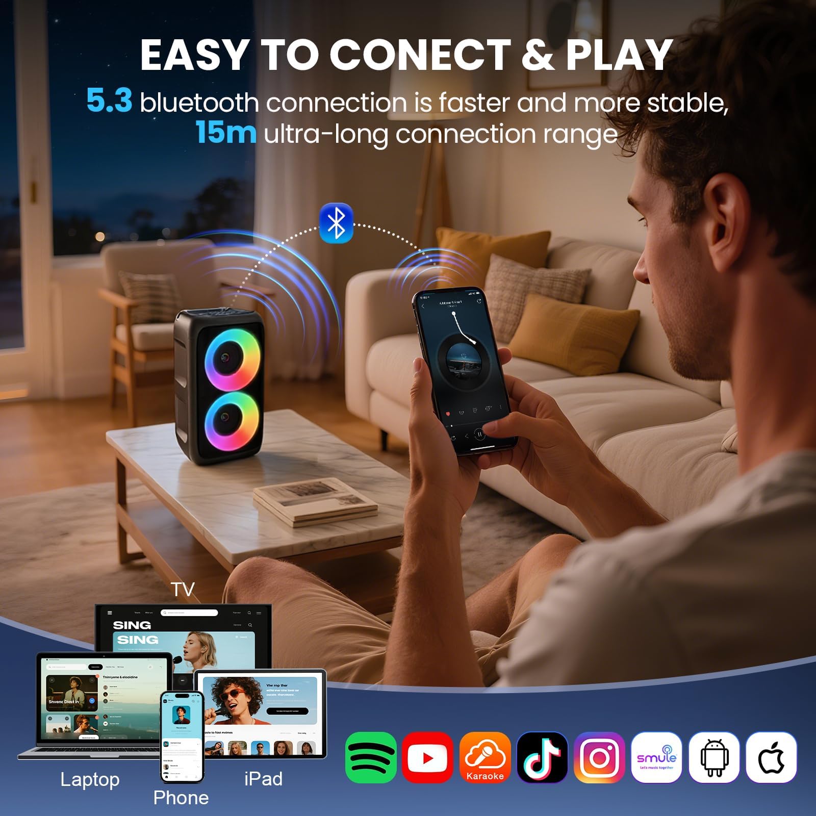 PWBSLAI AUX/USB/TF input for versatile music sources