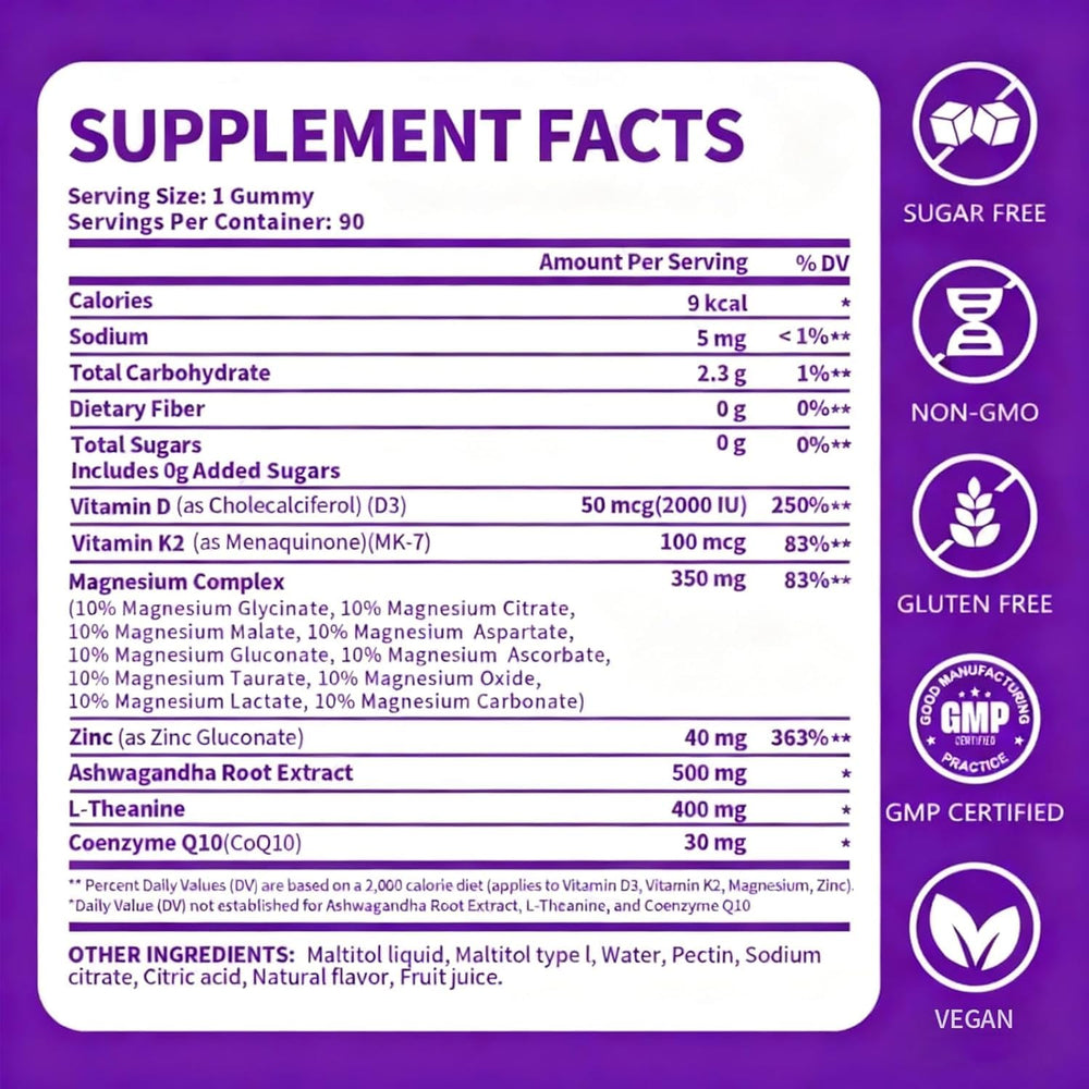 PWERD Mega16-in-1 bottle back label showing nutrition for magnesium support.