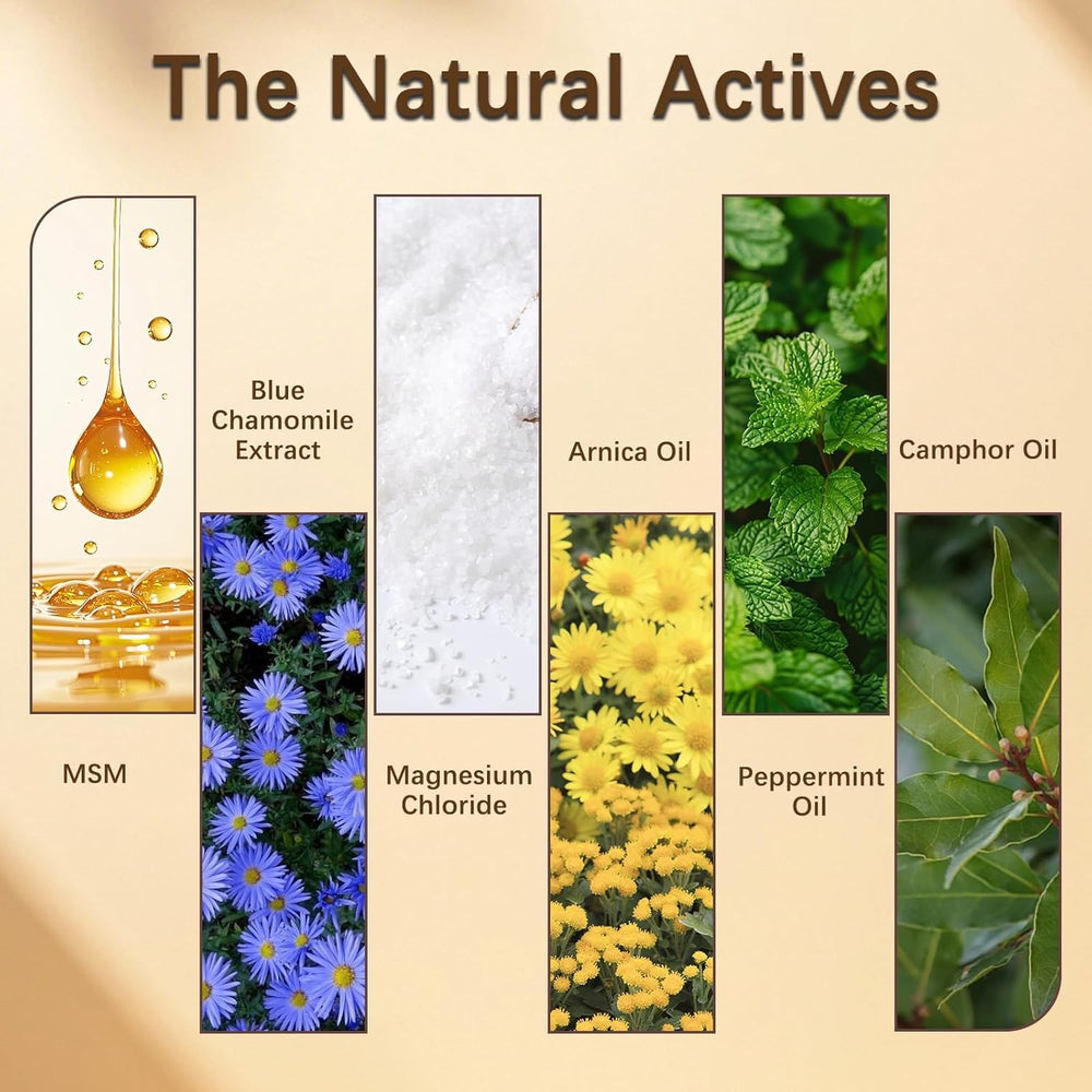Close-up of arnica and chamomile highlights Pwkvsn Neuro Balm’s gentle skin care ingredients