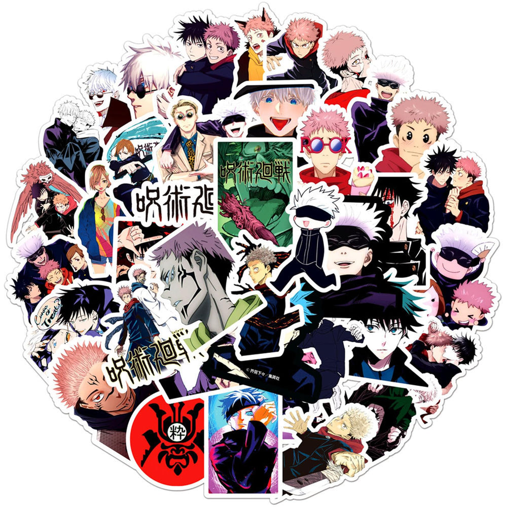 PWSTY 50Pcs Jujutsu Kaisen stickers for laptops, water bottles and notebooks; versatile decoration.