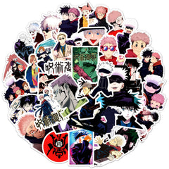 PWSTY 50Pcs Jujutsu Kaisen stickers for laptops, water bottles and notebooks; versatile decoration.