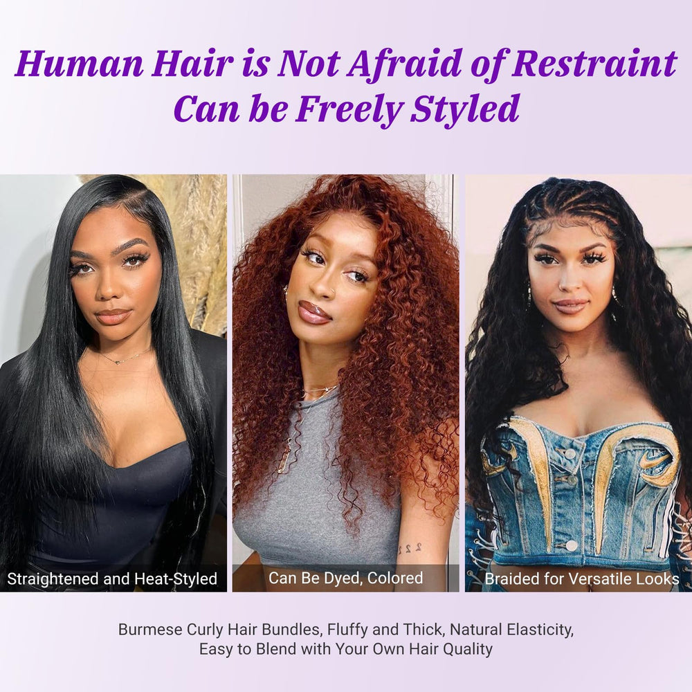 PXCPXC Burmese curly bundles 26inch feature deep curl and natural sheen.