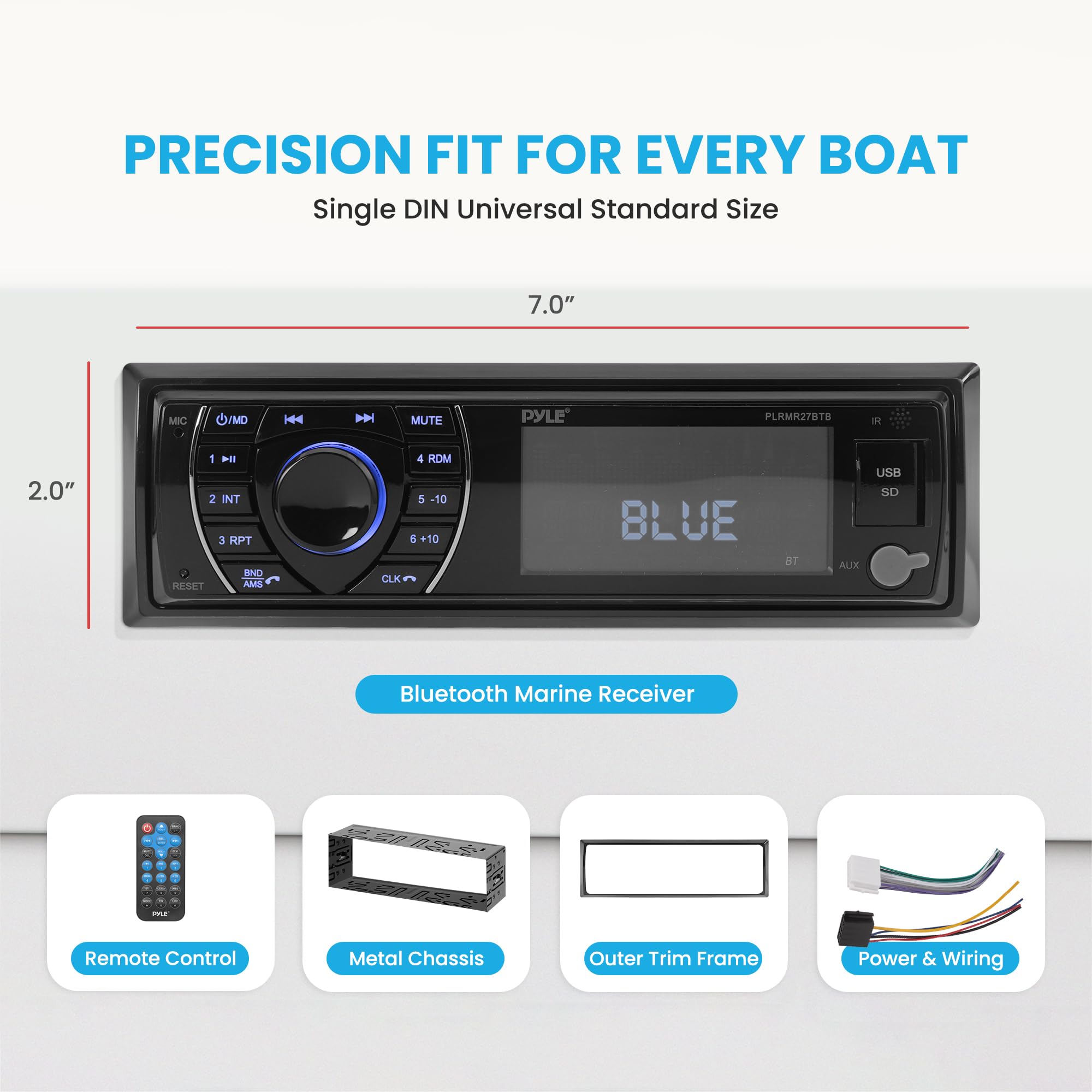 Pyle auxiliary input to connect portable devices at sea.